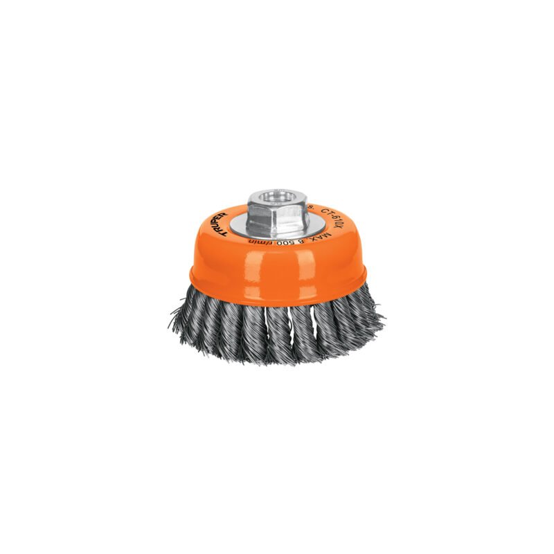 Código: 17531 Carda copa 4' alambre trenzado grueso, eje 5/8'-11, Truper CT-610X