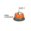 Código: 17531 Carda copa 4' alambre trenzado grueso, eje 5/8'-11, Truper CT-610X