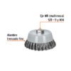 Código: 100853 Carda copa 5' alambre trenzado fino, Multi-rosca, Truper CT-612MR