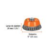 Código: 11542 Carda copa 5' alambre trenzado grueso, eje 5/8'-11, Truper CT-612X