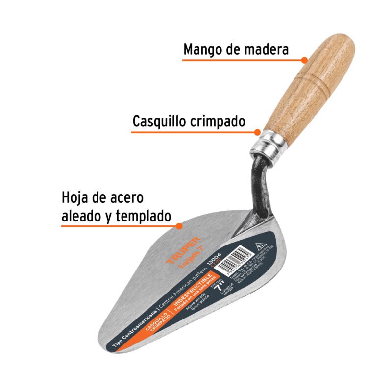 CT-7CFC1.jpg Código: 13004 Cuchara para albañil 7' forjada tipo Centroamericana, TRUPER CT-7C