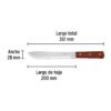Código: 23078 Cuchillo cebollero 8' mango de madera, Pretul CUCH-M80