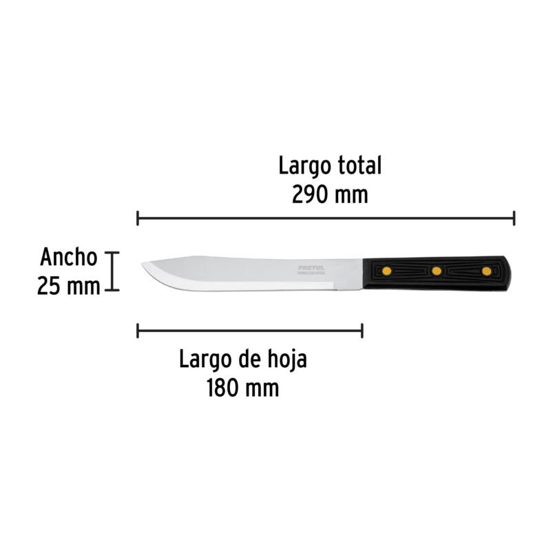 Código: 23086 Cuchillo cebollero 7' mango de polipropileno, Pretul CUCH-P70