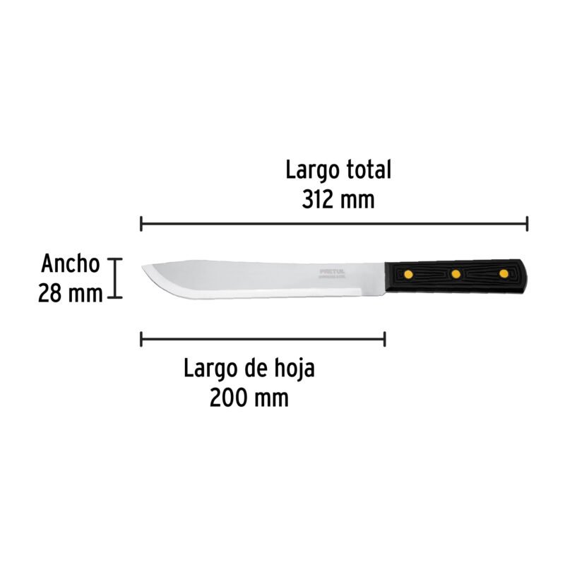 Código: 23087 Cuchillo cebollero 8' mango de polipropileno, Pretul CUCH-P80