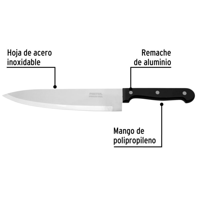 CUCH-P81FC1.jpg Código: 23091 Cuchillo de chef 8' mango de polipropileno, Pretul CUCH-P81