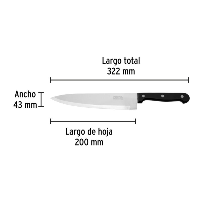 CUCH-P81FC2.jpg Código: 23091 Cuchillo de chef 8' mango de polipropileno, Pretul CUCH-P81