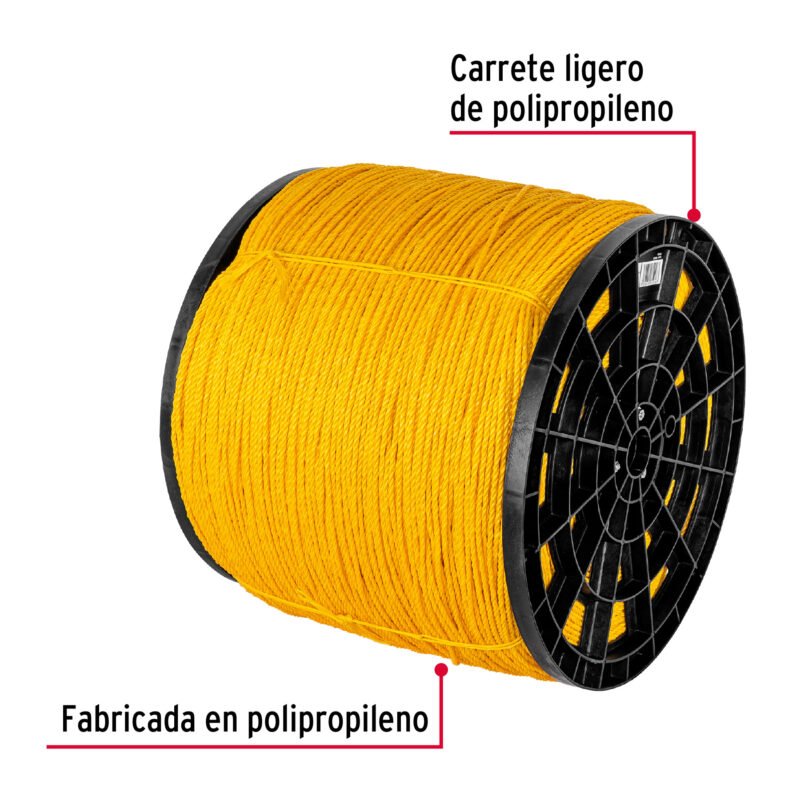 CUE-04KFC1.jpg Código: 44472 Kilo de cuerda amarilla de polipropileno 4mm, carrete 20 kg CUE-04K