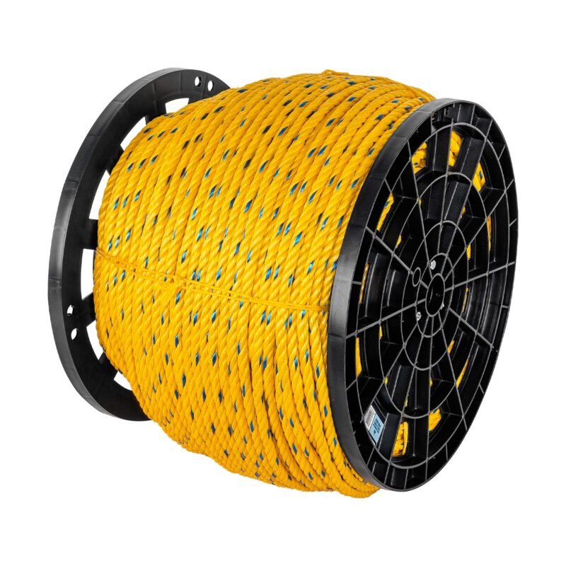 CUE-11K.jpg Código: 44488 Kilo de cuerda amarilla de polipropileno 11mm, carrete 20kg CUE-11K