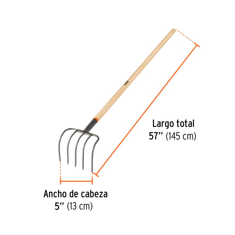 Web Código: 10568 Cultivador forjado, 4 dientes, mango de madera 54', TRUPER CUL