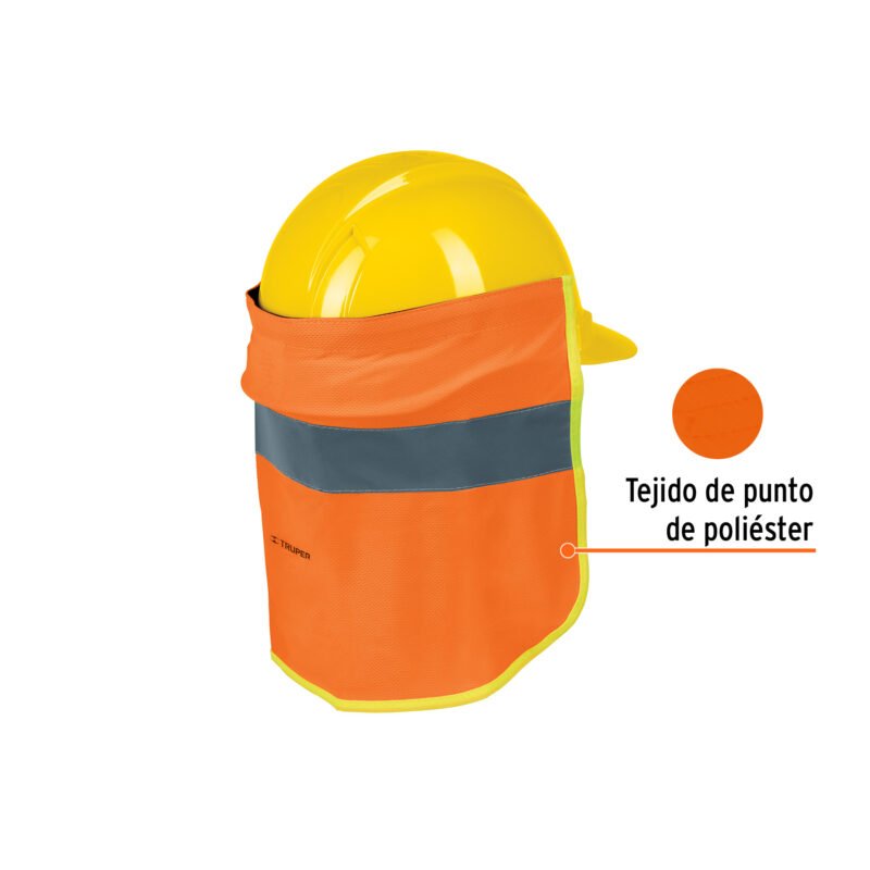 CUNU-NFC1.jpg Código: 12355 Cubrenuca para casco, naranja con reflejante, Truper CUNU-N