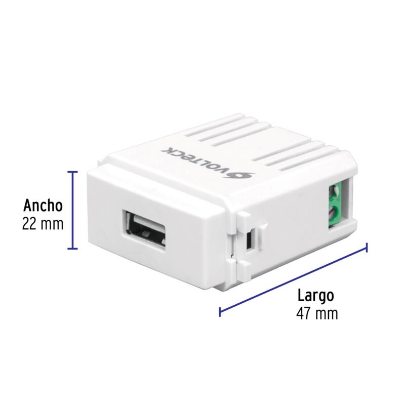 Código: 48109 Módulo puerto USB, línea Italiana, color blanco, Volteck CUSB-IB