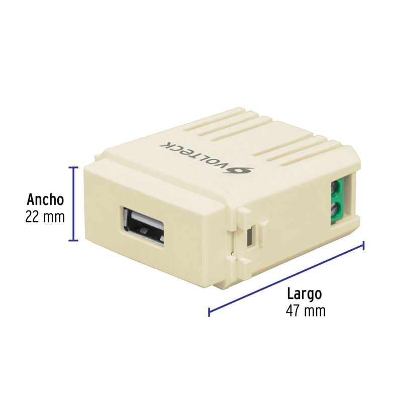 CUSB-IFC2.jpg Código: 48108 Módulo puerto USB, línea Italiana, color marfil, Volteck CUSB-I
