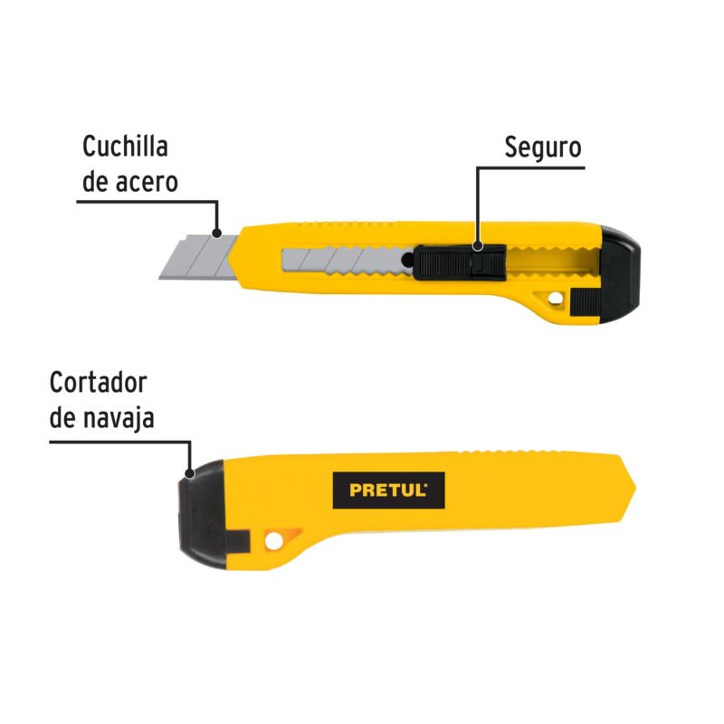 Código: 22405 Cutter 18 mm plástico, Pretul CUT-6PB