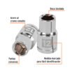 Código: 13262 Dado de 12 mm, 6 puntas, cuadro 1/2', Truper D-1212-M