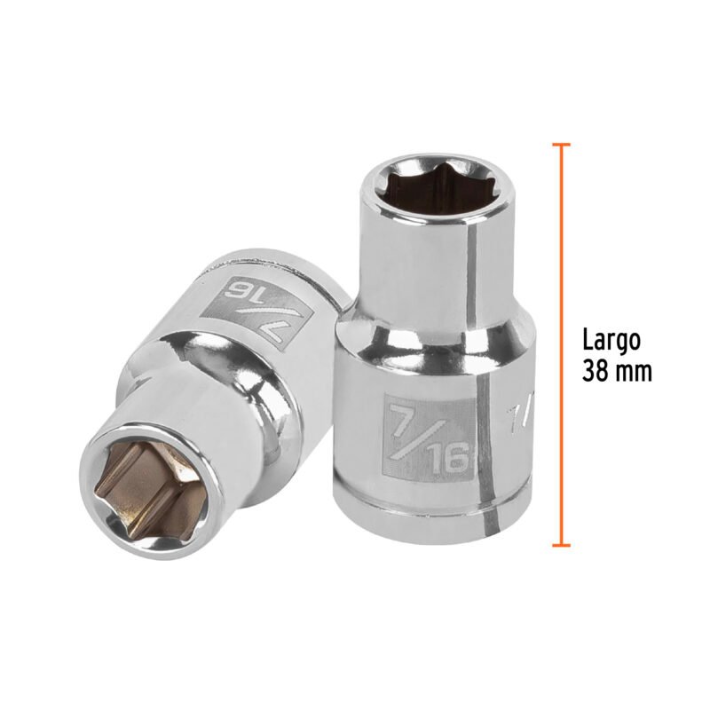 Código: 13231 Dado de 7/16', 6 puntas, cuadro 1/2', Truper D-1214-H