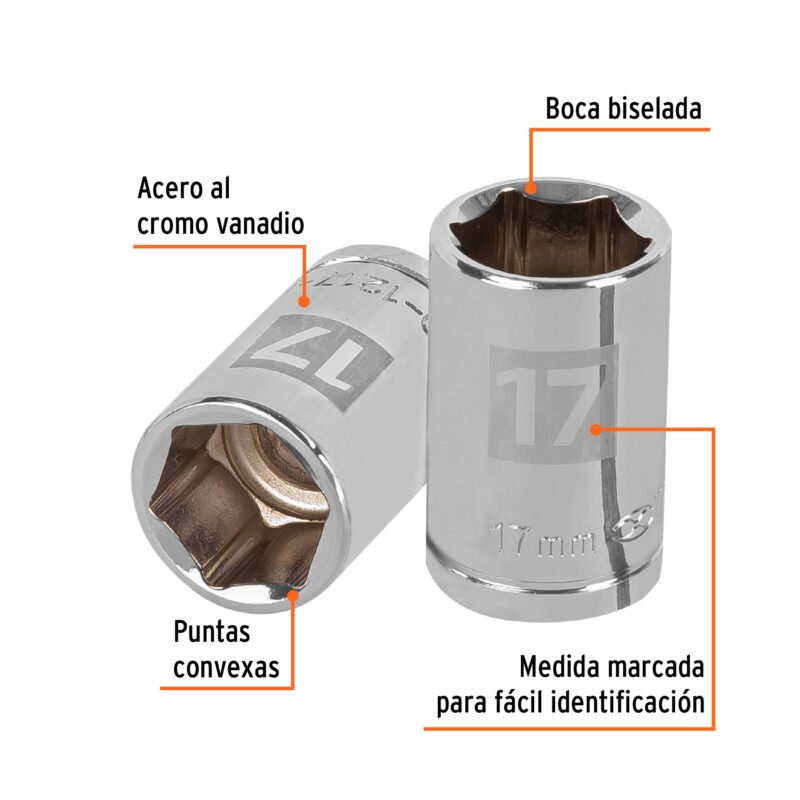 D-1217-MFC1.jpg Código: 13267 Dado de 17 mm, 6 puntas, cuadro 1/2', Truper D-1217-M