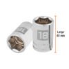 Código: 13268 Dado de 18 mm, 6 puntas, cuadro 1/2', Truper D-1218-M