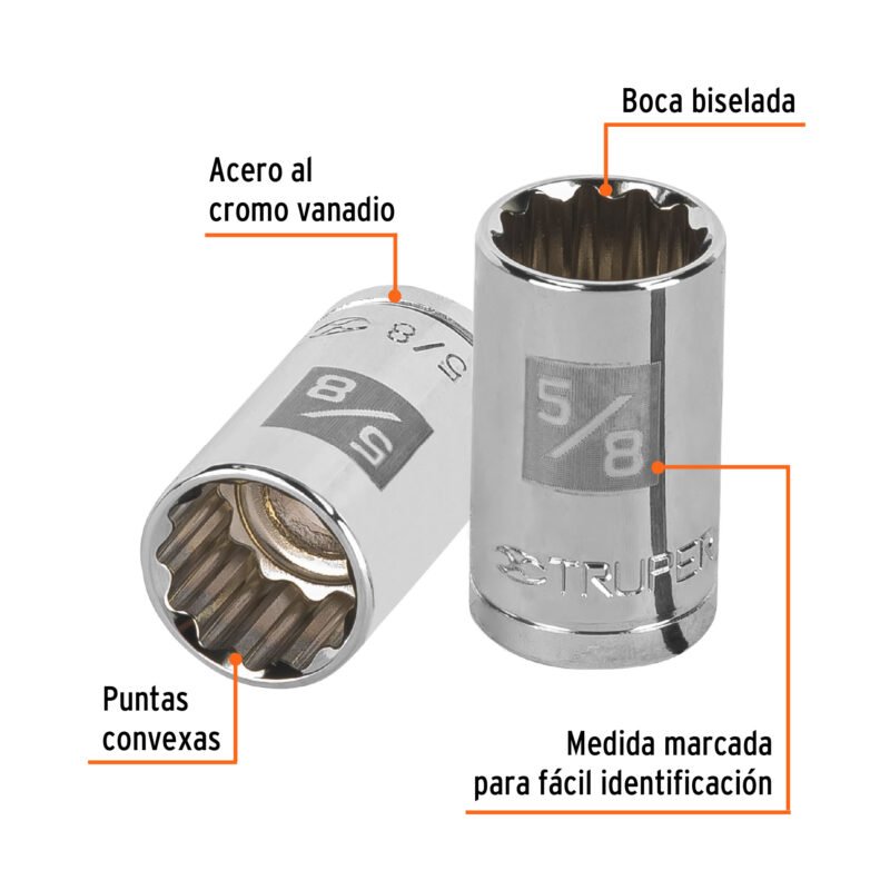 D-1220FC1.jpg Código: 13304 Dado de 5/8', 12 puntas, cuadro 1/2', Truper D-1220