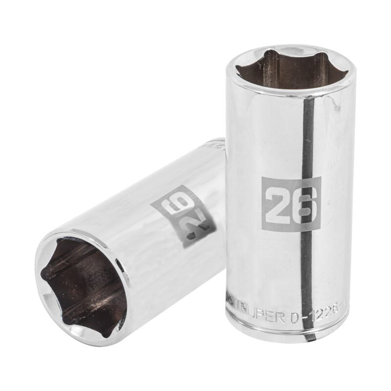 D-1226-ML.jpg Código: 101014 Dado largo de 26 mm, 6 puntas, cuadro 1/2', Truper D-1226-ML