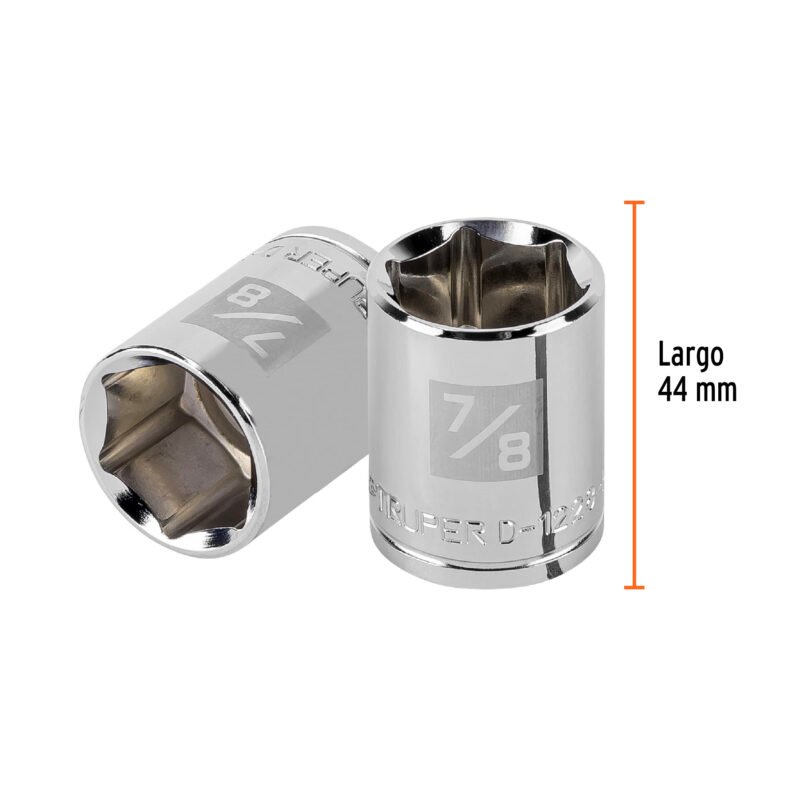 Código: 13238 Dado de 7/8', 6 puntas, cuadro 1/2', Truper D-1228-H