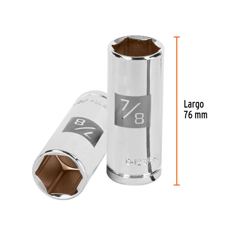 Código: 13331 Dado largo de 7/8', 6 puntas, cuadro 1/2', Truper D-1228-HL