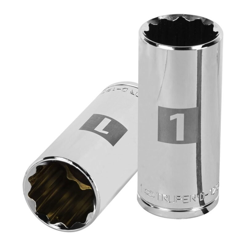 Código: 13370 Dado largo de 1', 12 puntas, cuadro 1/2', Truper D-1232-EL