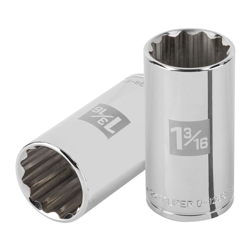 Código: 101004 Dado largo de 1-3/16' 12 puntas, cuadro 1/2', Truper D-1238-EL