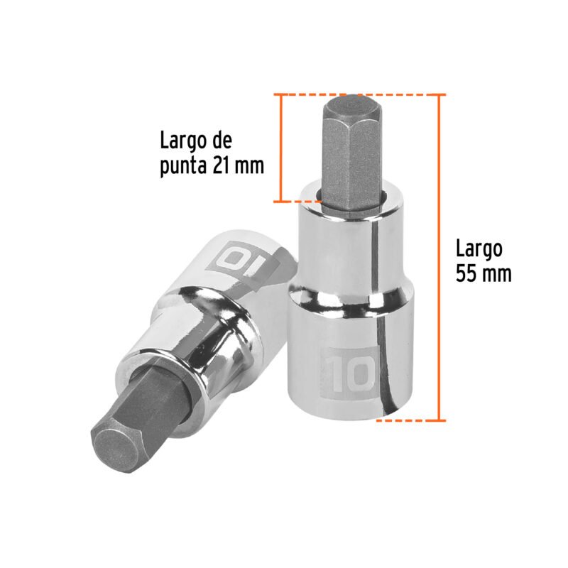 D-1241-10MFC2.jpg Código: 13283 Dado punta hexagonal de 10 mm, cuadro 1/2', Truper D-1241-10M