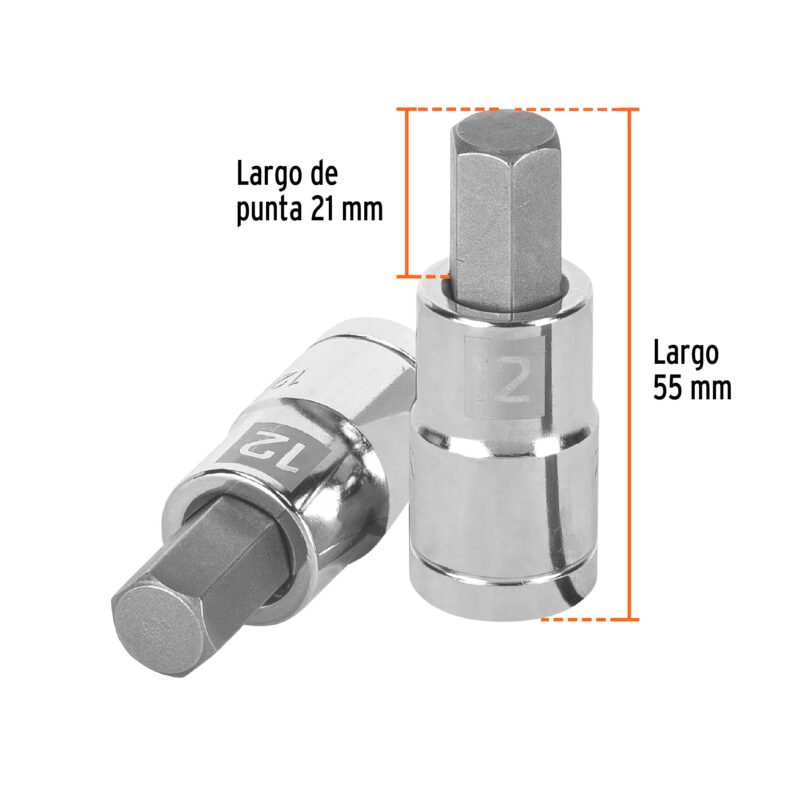 D-1241-12MFC2.jpg Código: 13284 Dado punta hexagonal de 12 mm, cuadro 1/2', Truper D-1241-12M