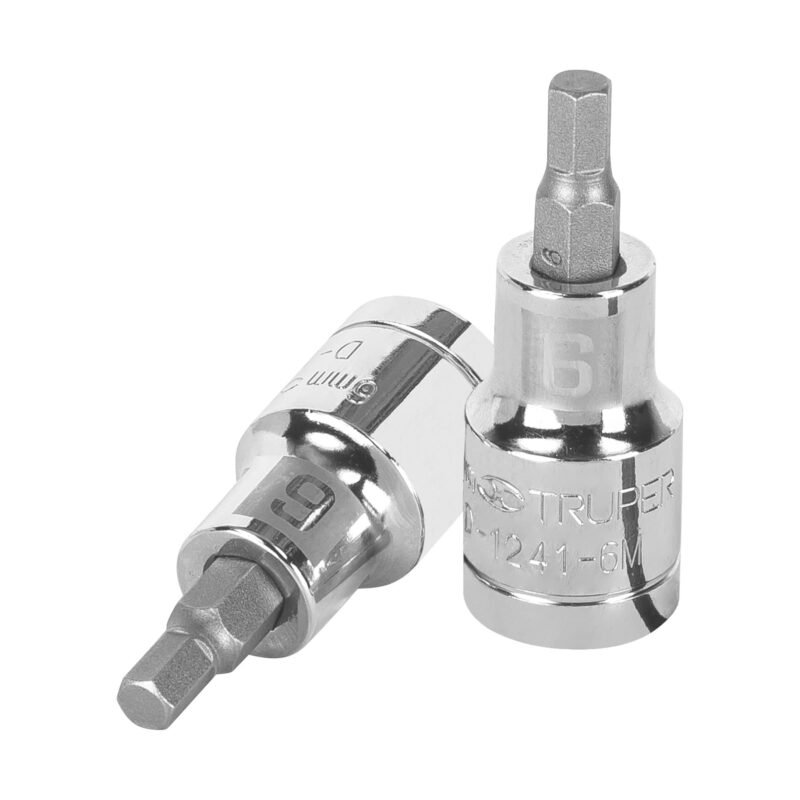 D-1241-6M.jpg Código: 13281 Dado punta hexagonal de 6 mm, cuadro 1/2', Truper D-1241-6M