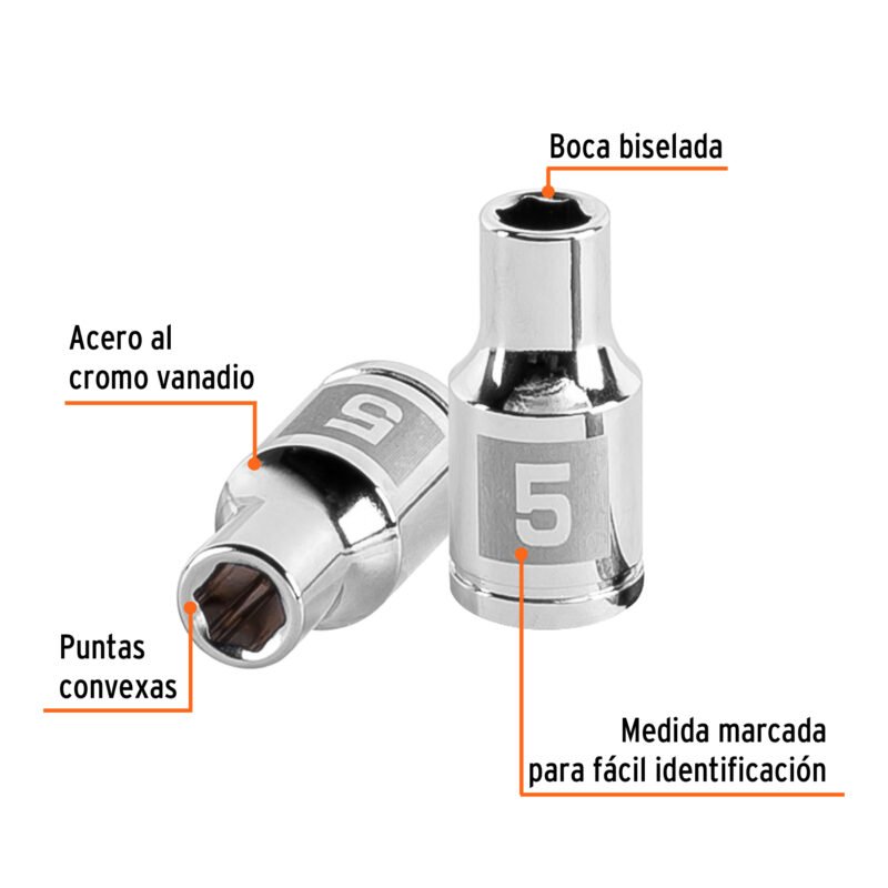 D-1405-MFC1.jpg Código: 13167 Dado de 5 mm, 6 puntas, cuadro 1/4', Truper D-1405-M