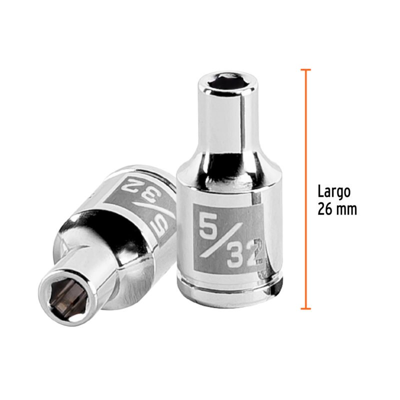 D-1405FC2.jpg Código: 13153 Dado de 5/32', 6 puntas, cuadro 1/4', Truper D-1405