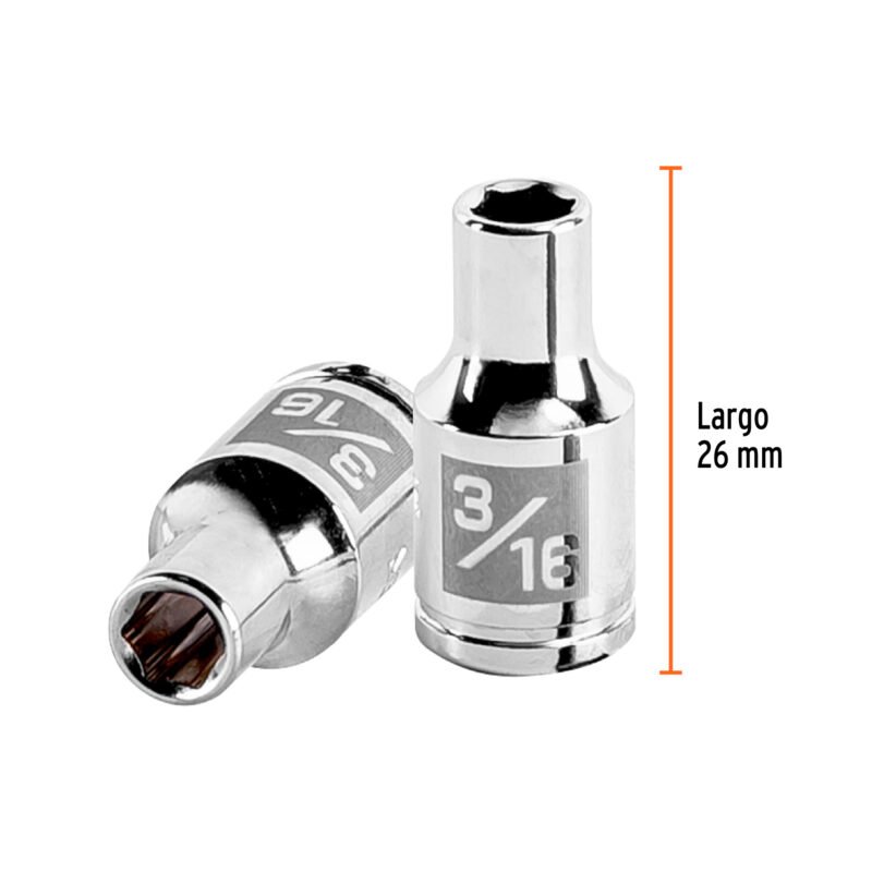 D-1406FC2.jpg Código: 13154 Dado de 3/16', 6 puntas, cuadro 1/4', Truper D-1406