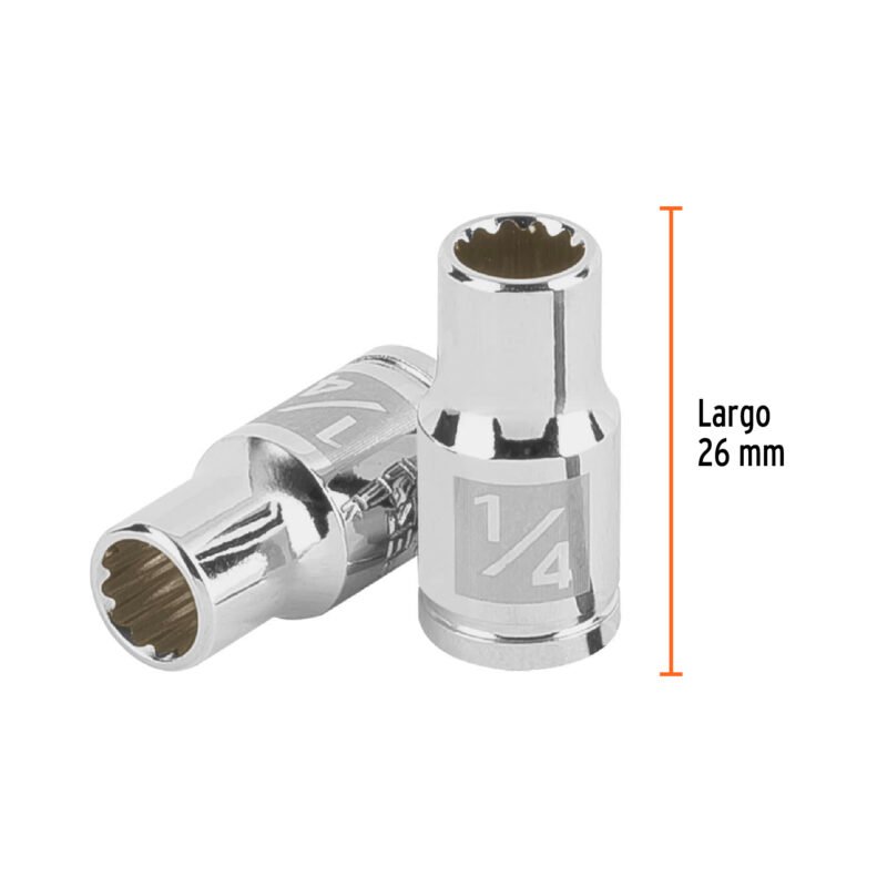 Código: 100875 Dado de 1/4', 12 puntas, cuadro 1/4', Truper D-1408-B