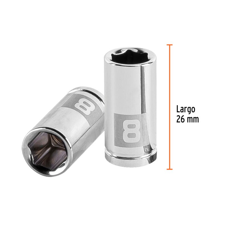 D-1408-MFC2.jpg Código: 13170 Dado de 8 mm, 6 puntas, cuadro 1/4', Truper D-1408-M