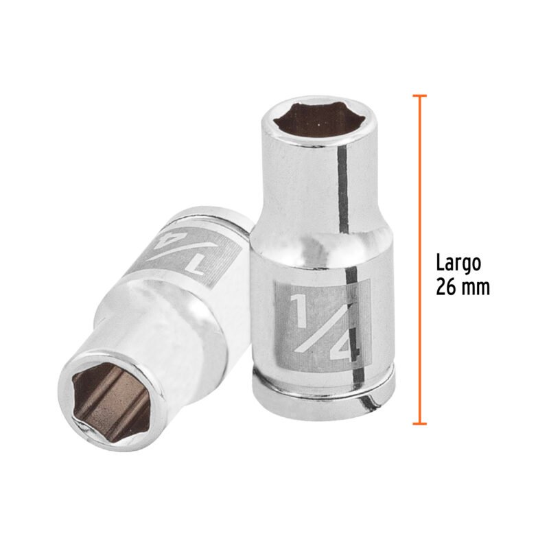 Código: 13156 Dado de 1/4', 6 puntas, cuadro 1/4', Truper D-1408