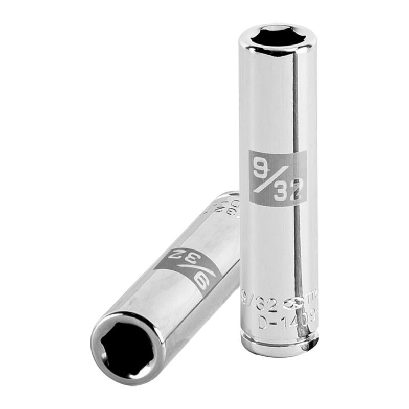 D-1409-L.jpg Código: 13183 Dado largo de 9/32', 6 puntas, cuadro 1/4', Truper D-1409-L