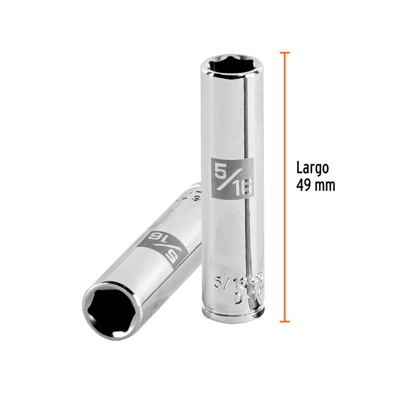 D-1410-LFC2.jpg Código: 13184 Dado largo de 5/16', 6 puntas, cuadro 1/4', Truper D-1410-L