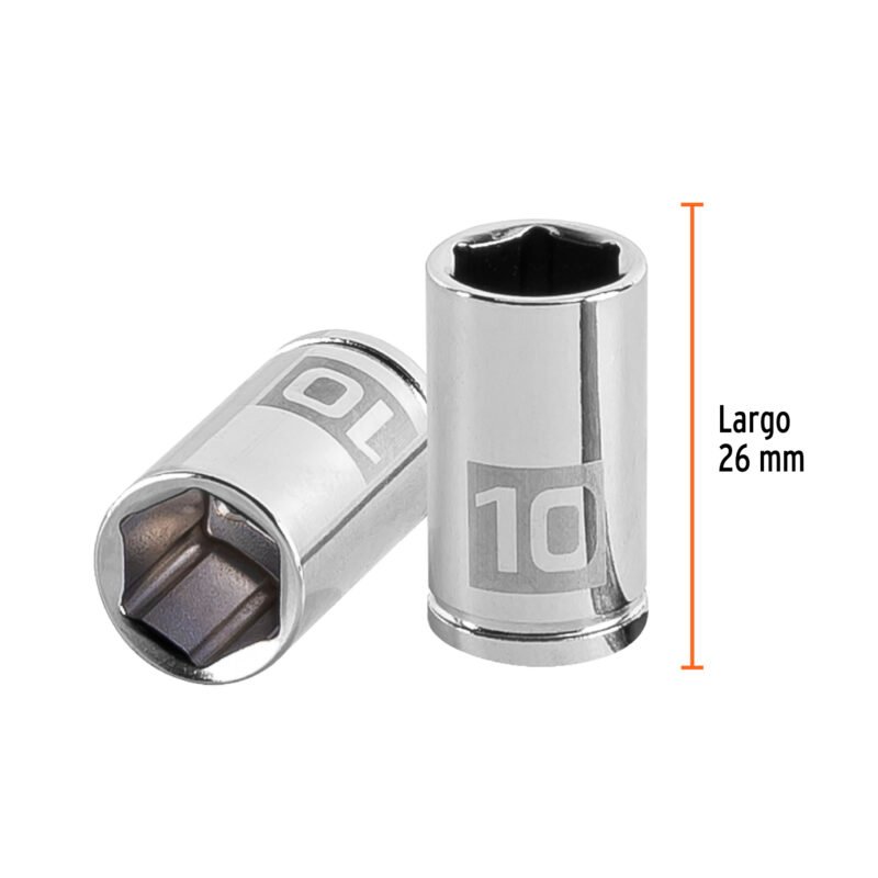 Código: 13172 Dado de 10 mm, 6 puntas, cuadro 1/4', Truper D-1410-M