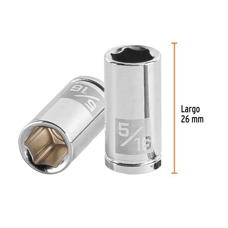 D-1410FC2.jpg Código: 13158 Dado de 5/16', 6 puntas, cuadro 1/4', Truper D-1410