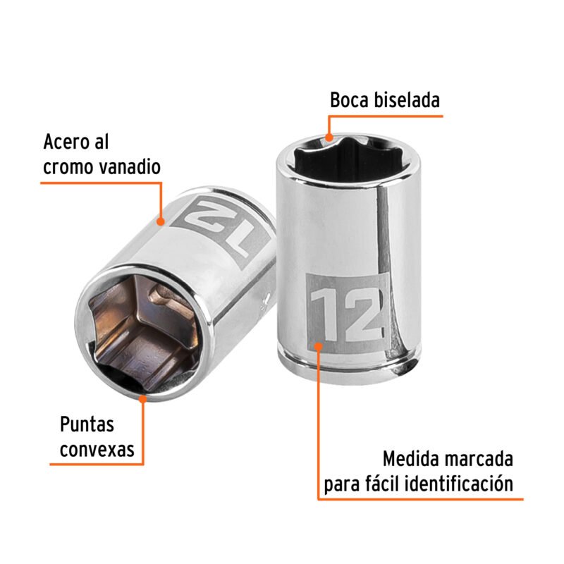 D-1412-MFC1.jpg Código: 13174 Dado de 12 mm, 6 puntas, cuadro 1/4', Truper D-1412-M
