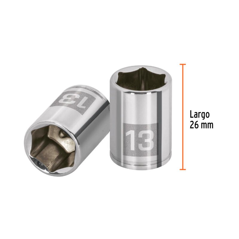 D-1413-MFC2.jpg Código: 13175 Dado de 13 mm, 6 puntas, cuadro 1/4', Truper D-1413-M