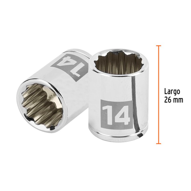 D-1414-BMFC2.jpg Código: 100953 Dado de 14 mm, 12 puntas, cuadro 1/4', Truper D-1414-BM
