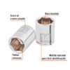 Código: 100967 Dado de 14 mm, 6 puntas, cuadro 1/4', Truper D-1414-M