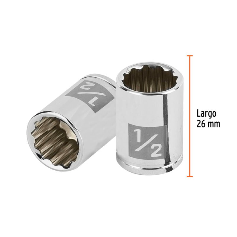 D-1416-BFC2.jpg Código: 100964 Dado de 1/2', 12 puntas, cuadro 1/4', Truper D-1416-B