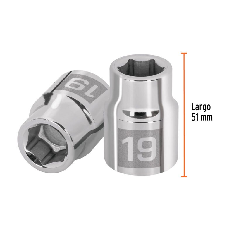 D-3419-MFC2.jpg Código: 14965 Dado de 19 mm, 6 puntas, cuadro 3/4', Truper D-3419-M