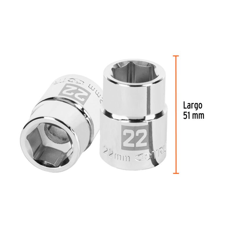 Código: 14969 Dado de 22 mm, 6 puntas, cuadro 3/4', Truper D-3422-M