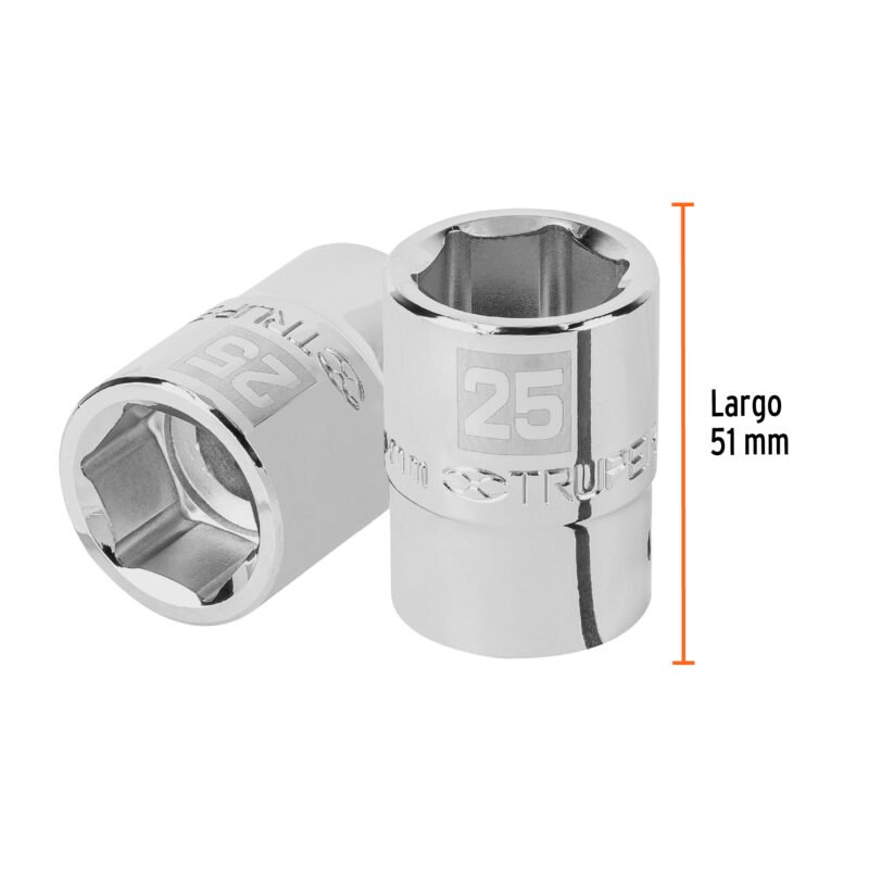 D-3425-MFC2.jpg Código: 14973 Dado de 25 mm, 6 puntas, cuadro 3/4', Truper D-3425-M