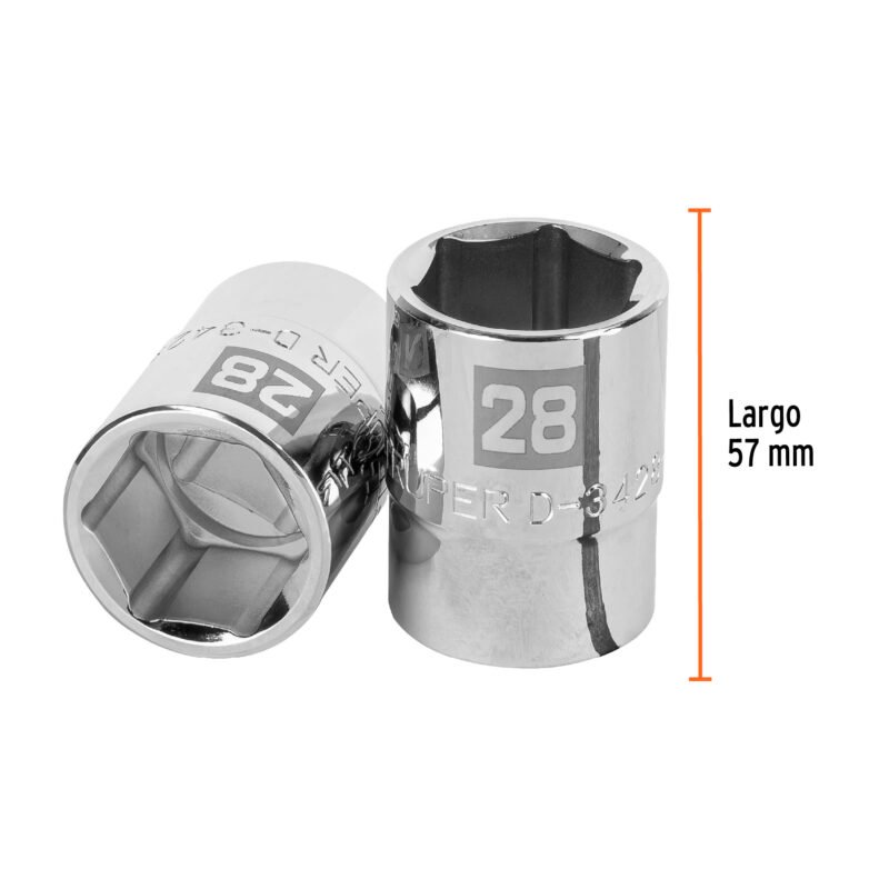 D-3428-MFC2.jpg Código: 14977 Dado de 28 mm, 6 puntas, cuadro 3/4', Truper D-3428-M