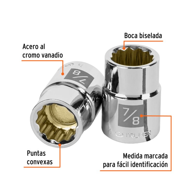 D-3428FC1.jpg Código: 13852 Dado de 7/8', 12 puntas, cuadro 3/4', Truper D-3428